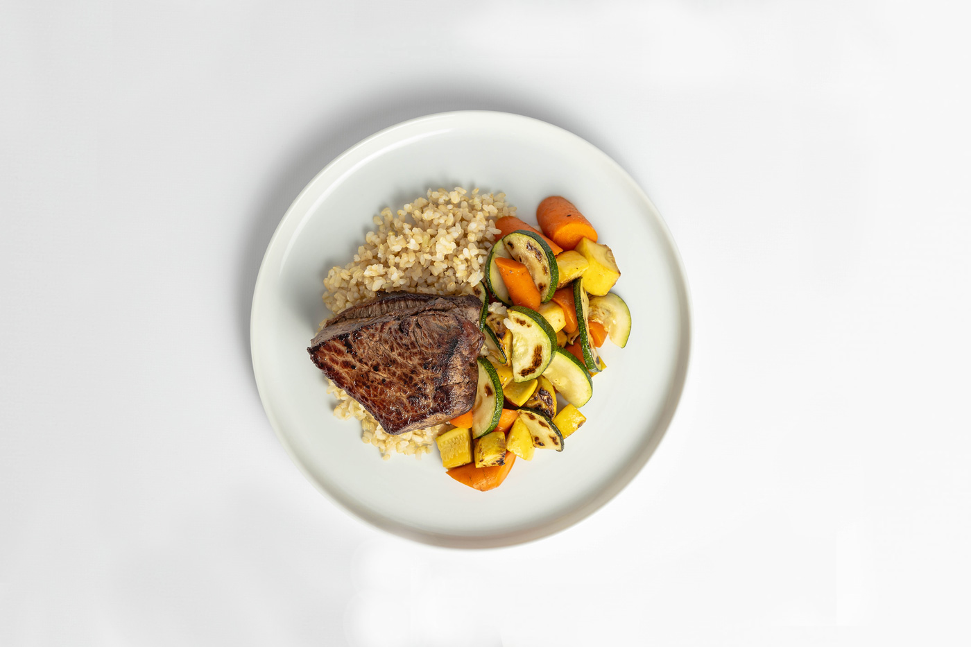 Flat Iron Steak, Brown Rice, Mixed Vegetables Meal Product Image